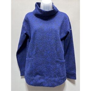 Columbia Woman’s Lodge Funnel Pullover Blue & Black Fleece Lined pullover